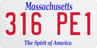 MA license plate 316PE1