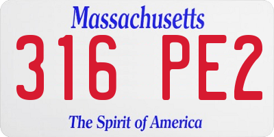 MA license plate 316PE2