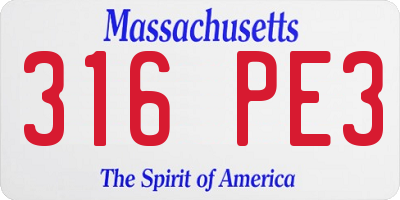 MA license plate 316PE3