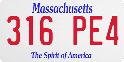 MA license plate 316PE4