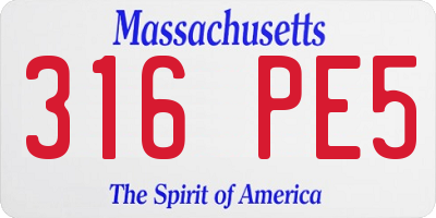 MA license plate 316PE5