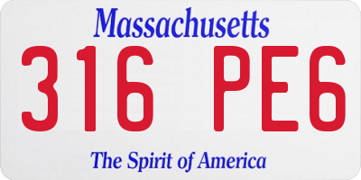 MA license plate 316PE6