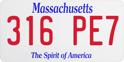 MA license plate 316PE7