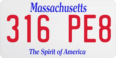 MA license plate 316PE8