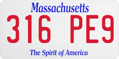 MA license plate 316PE9