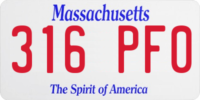 MA license plate 316PF0