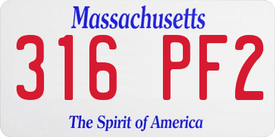 MA license plate 316PF2
