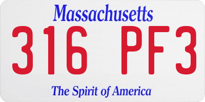 MA license plate 316PF3