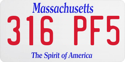 MA license plate 316PF5