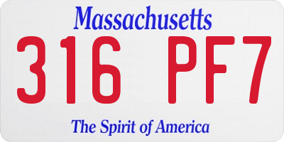 MA license plate 316PF7