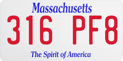 MA license plate 316PF8
