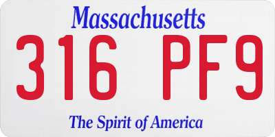 MA license plate 316PF9