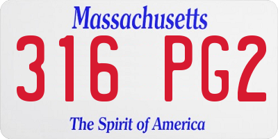 MA license plate 316PG2