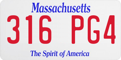 MA license plate 316PG4