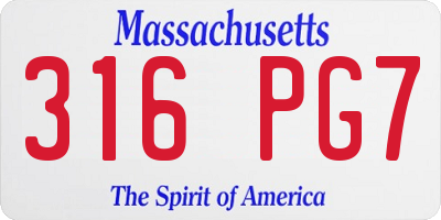 MA license plate 316PG7