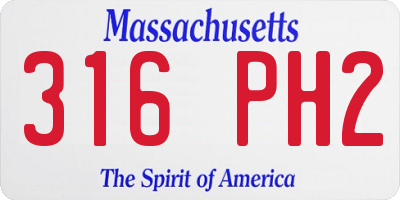 MA license plate 316PH2