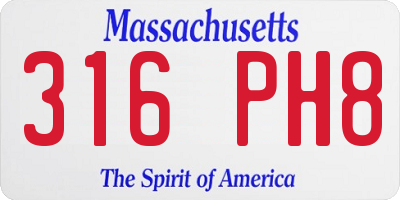 MA license plate 316PH8