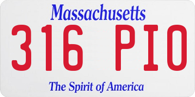 MA license plate 316PI0