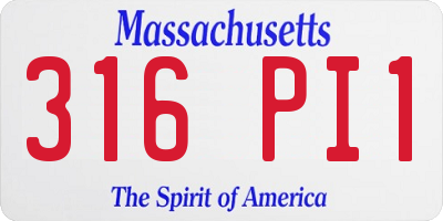 MA license plate 316PI1