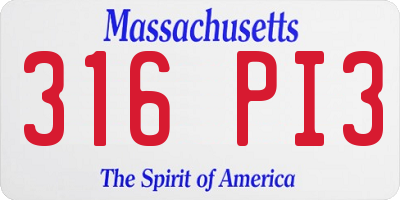MA license plate 316PI3