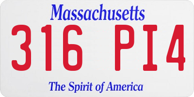 MA license plate 316PI4