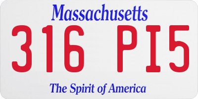 MA license plate 316PI5