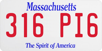MA license plate 316PI6