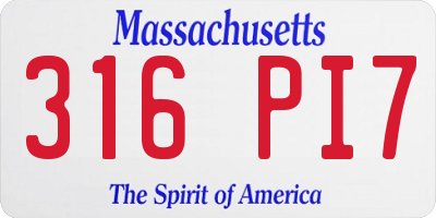 MA license plate 316PI7
