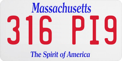 MA license plate 316PI9
