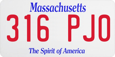 MA license plate 316PJ0
