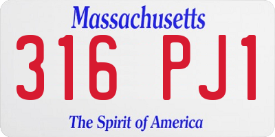 MA license plate 316PJ1