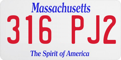 MA license plate 316PJ2