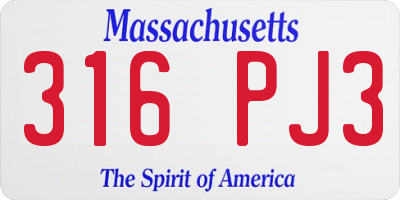 MA license plate 316PJ3
