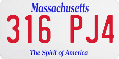 MA license plate 316PJ4