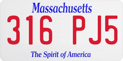 MA license plate 316PJ5