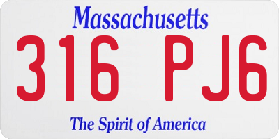 MA license plate 316PJ6