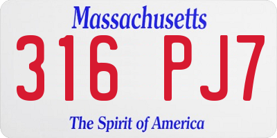 MA license plate 316PJ7