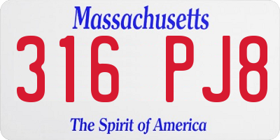 MA license plate 316PJ8