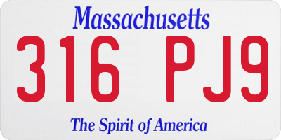 MA license plate 316PJ9