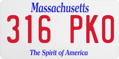 MA license plate 316PK0
