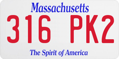 MA license plate 316PK2