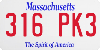 MA license plate 316PK3
