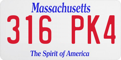 MA license plate 316PK4
