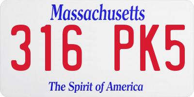 MA license plate 316PK5