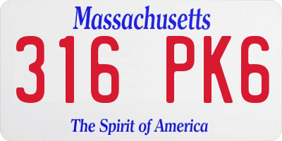MA license plate 316PK6