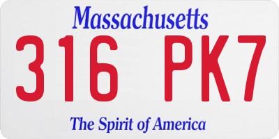MA license plate 316PK7