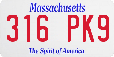 MA license plate 316PK9