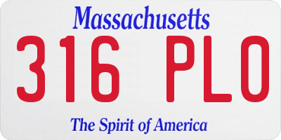 MA license plate 316PL0