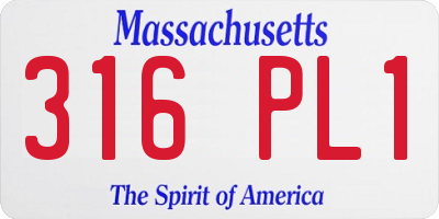 MA license plate 316PL1
