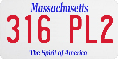 MA license plate 316PL2